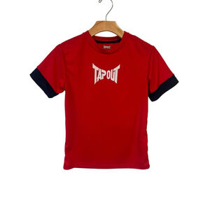 Tapout Performance Tee Shirt Boys Size 10/12 Red Logo